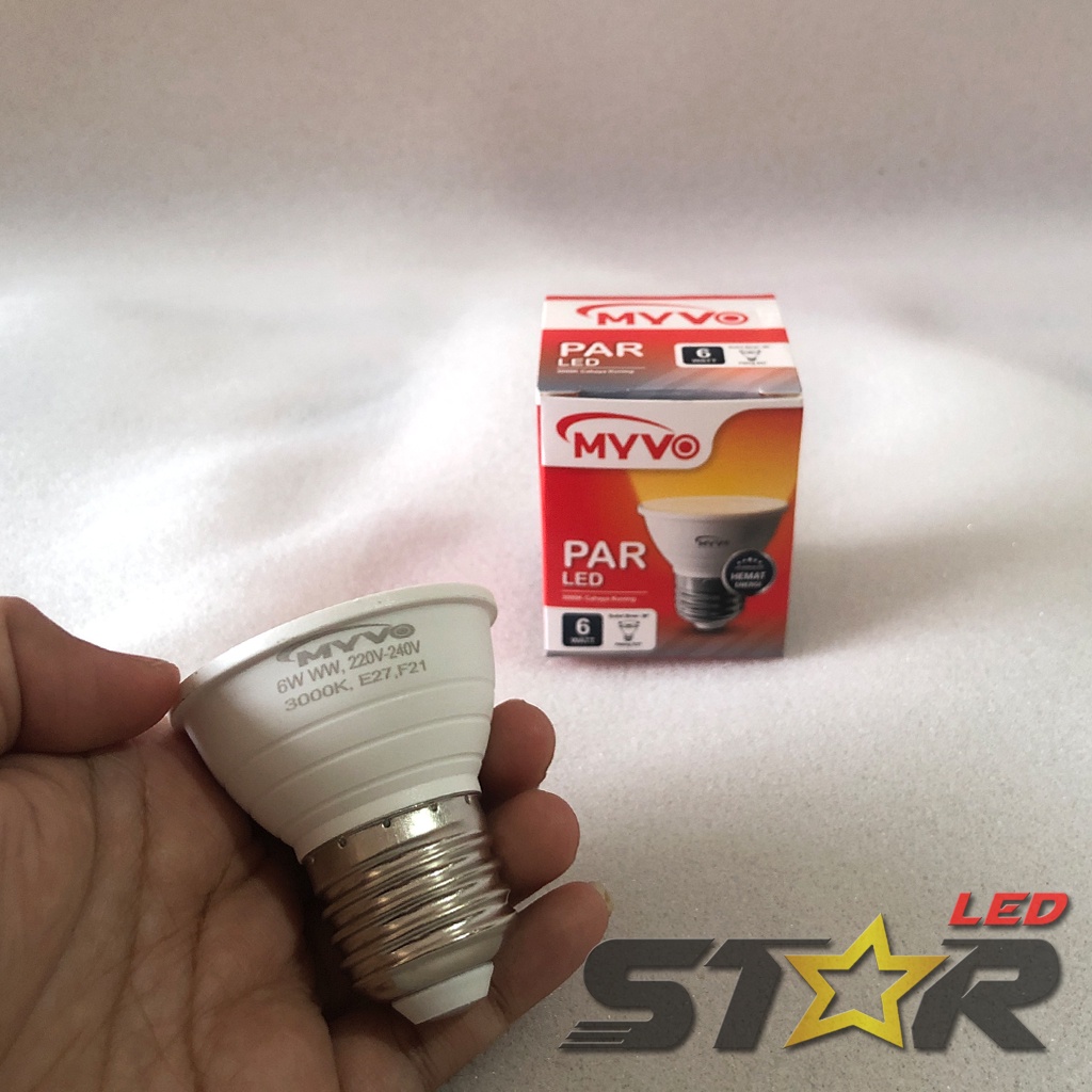 MYVO LAMPU PAR LED SOROT 6 WATT MHL 01 LAMPU DEKORASI SPOT 6W WARNA KUNING WARM WHITE TERMURAH IRIT TAHAN LAMA STAR LED