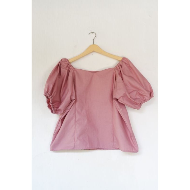 Top Blouse Lengan Balon Pendek/Glenca Top Blouse/Blouse Lengan Balon Pendek Non Hijab