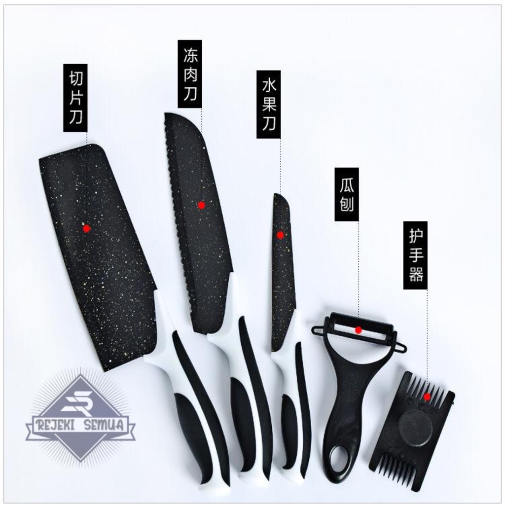 RT85 one Set Pisau dapur keramik Premium Set Pisau Batu Maifan Set Pisau Anti Lengket RS6367