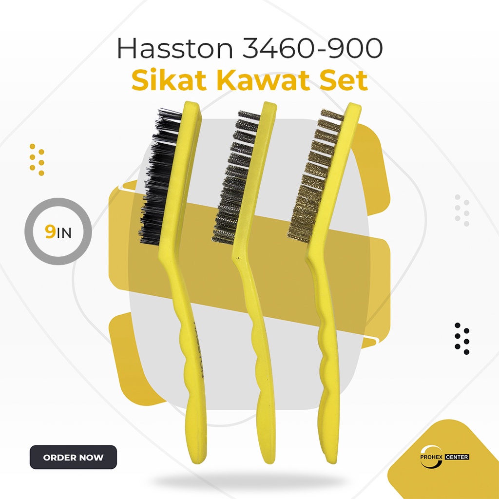 Hasston Prohex Sikat 3-in-1 Set Kawat 3 Pcs 9&quot; Inch