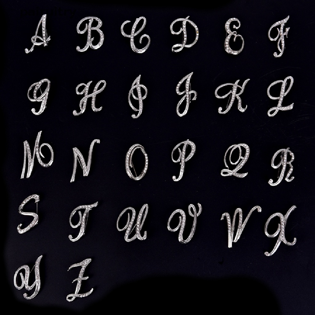 Prt Bros Pin Korsase Desain 26 Huruf Hias Kristal Berlian Imitasi Untuk Wanita PRT