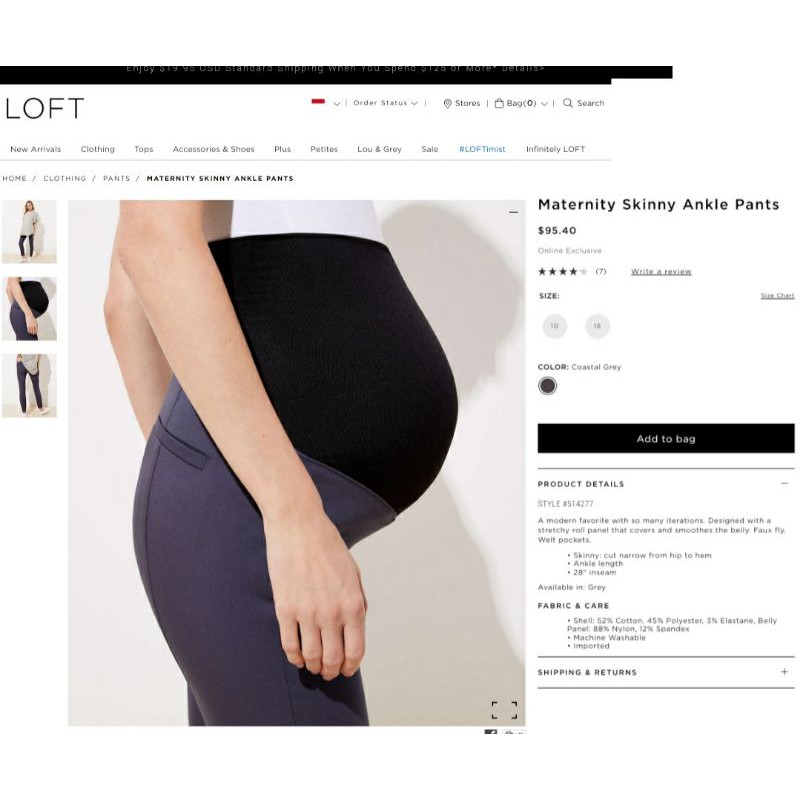 LOFT Maternity Skinny Ankle Pants Original - BLACK
