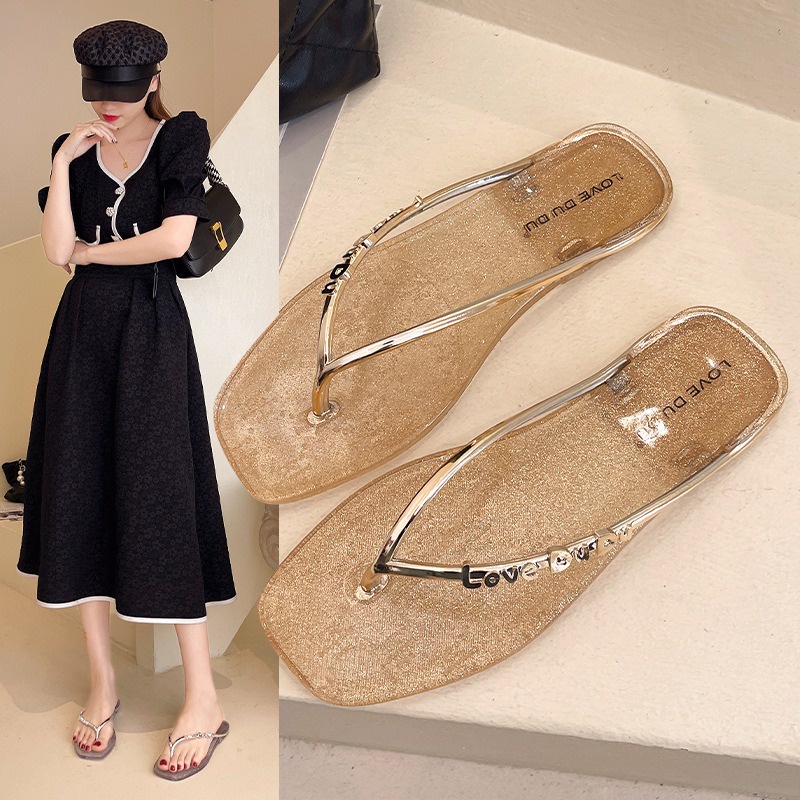 Sandal Jepit Glitter Perempuan Import Murah Sendal Jelly Flat Wanita Import SD-094