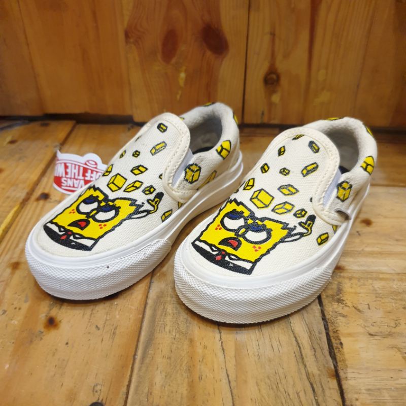 SEPATU ANAK VANS SLOP SPONGEBOB HITAM/CREAM LAKI PEREMPUAN MURAH