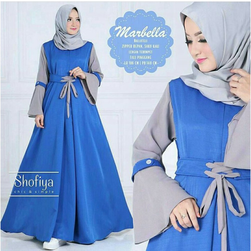 Marbella Dress muslim/Bisa Cod/Fashion Muslim/Dress Muslim Tanpa Hijab Busui-2
