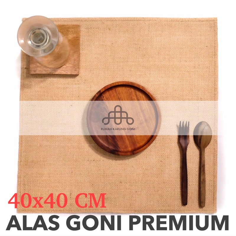 Placemat Alas Goni Premium 1 Set 5 Ukuran - Hampers Set of 5 Burlap Coaster - Home Party Decor