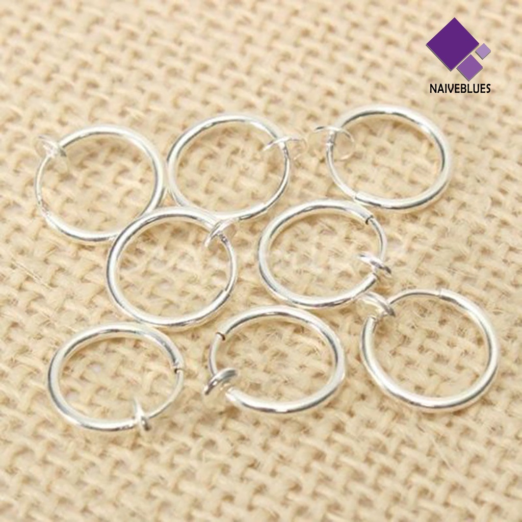 Naiveblue 8Pcs / Set Cincin Hidung Tanpa Tindik Bahan Stainless Steel Untuk Pria