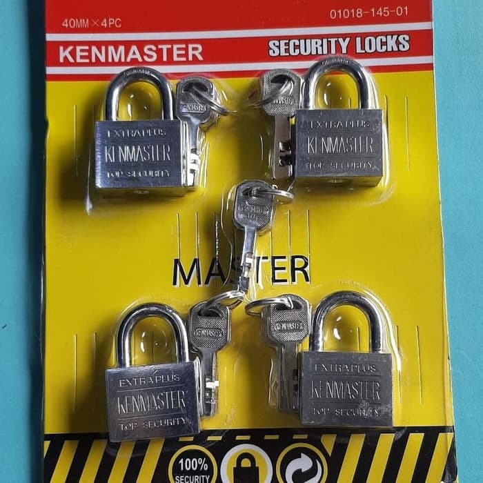 Kenmaster , UK.40mm , Set 4 . Gembok , Kunci , Gembok , Master Key