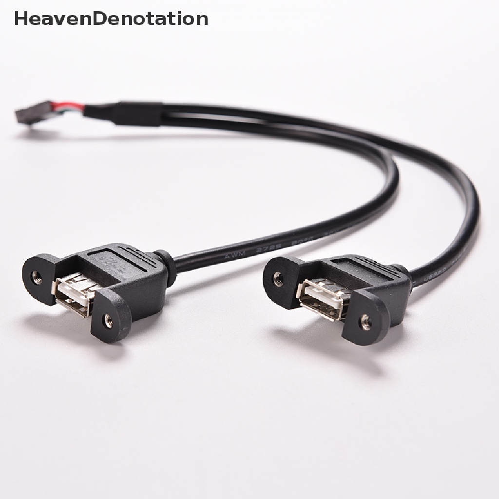 1pc Kabel Adapter 2 Port Usb A Female To Internal 9 Pin Warna Hitam Panjang 30cm / 1ft