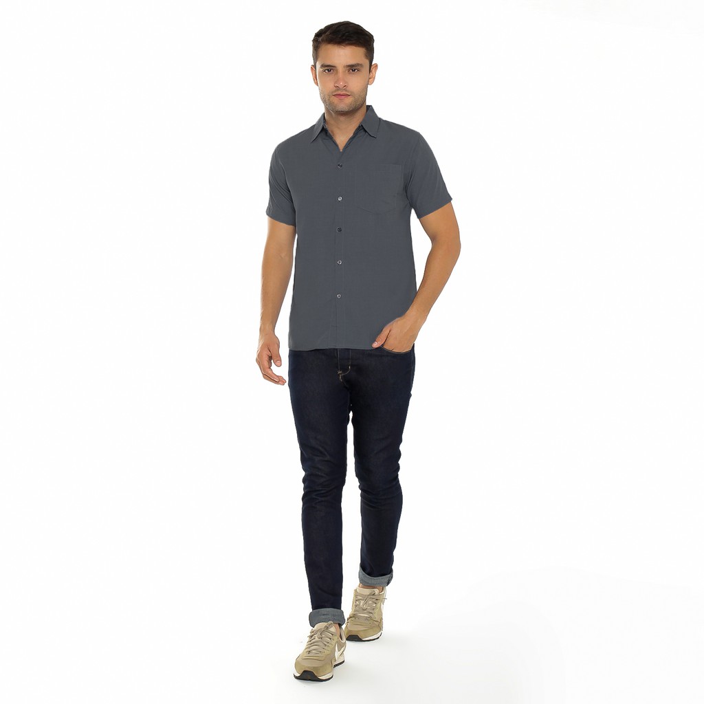 Kemeja Tangan Pendek Pria  Dewasa Variasi Kantong - Jhonny