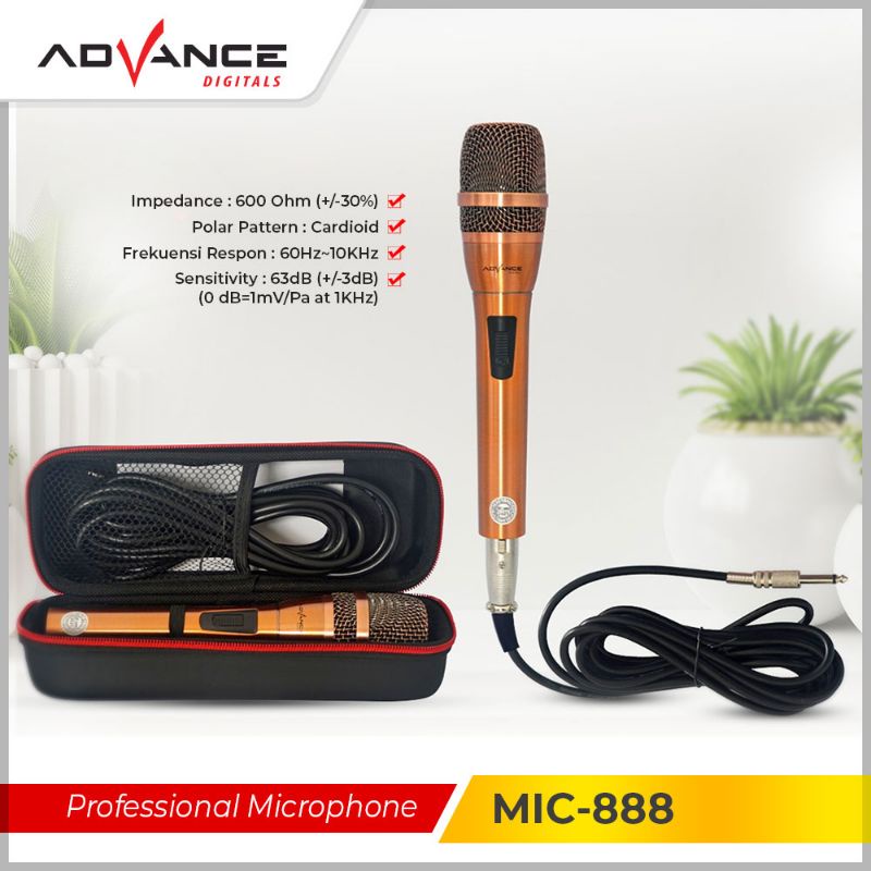 Advance Microphone Mic Single Besi + Kabel MIC 888