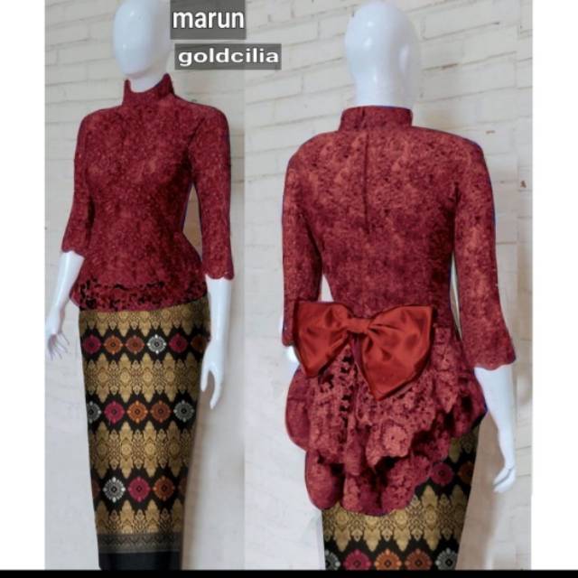 Setelan Kebaya Brukat Bagus Pita Cantik Rok Batik Panjang  Elegant Pesta