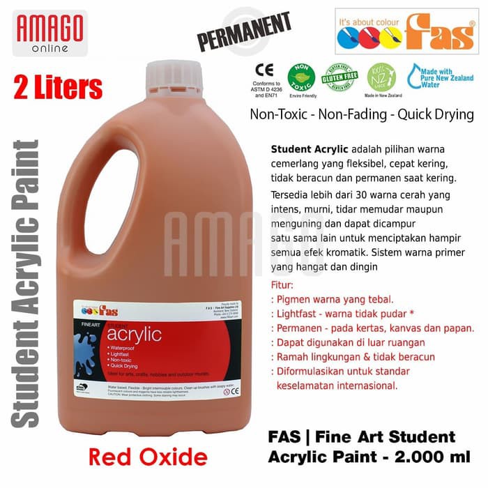 FAS - STUDENT ACRYLIC PAINT - 2 LITER - RED OXIDE