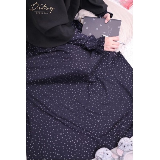 PRELOVED DITSY SEPTEMBER VIRIDITY BLACK SIZE L.