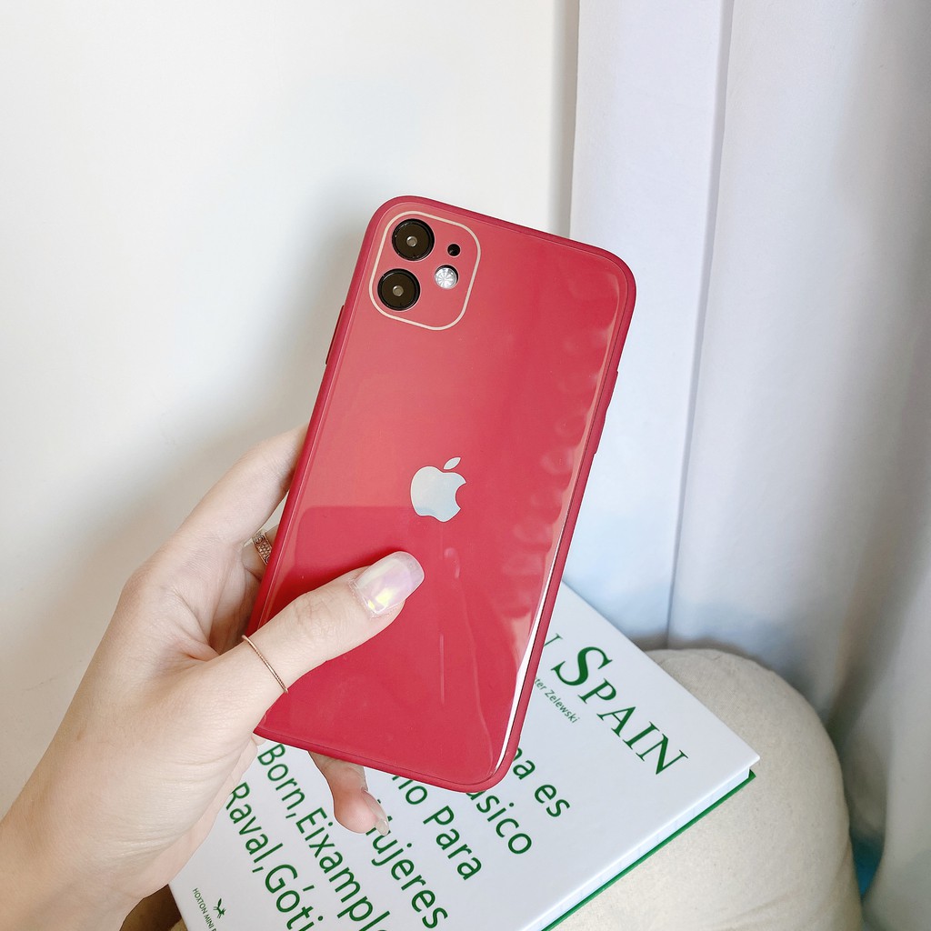 Kasus iPhone Kaca Silikon Casing IPhone  Case apple iphone 11 PRO MAX X 6S 6 7 8 Plus SE2 2020 Tempered Glass Cover Perlindungan lensa cakupan penuh