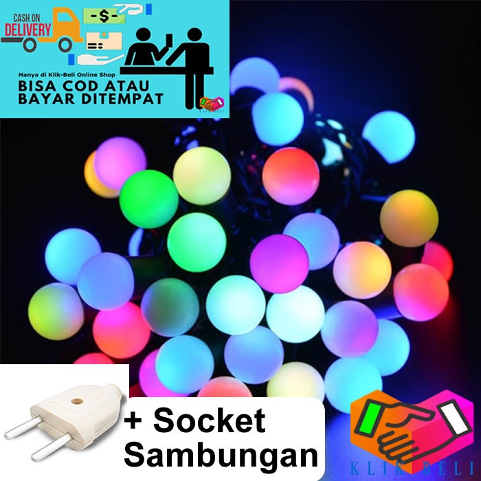 Lampu Hias Tumblr LED 10 Meter Colorful Warna Warni Tumblr Natal Anggur Bola Bulat Bintang + Free Colokan Sambungan Kabel