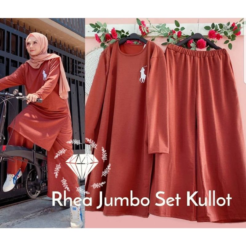 ( L - XXL ) SET SETELAN CELANA KULOT TUNIK RHEA JUMBO BIGSIZE BABITERRY KR ADA VIDEO REAL PICT