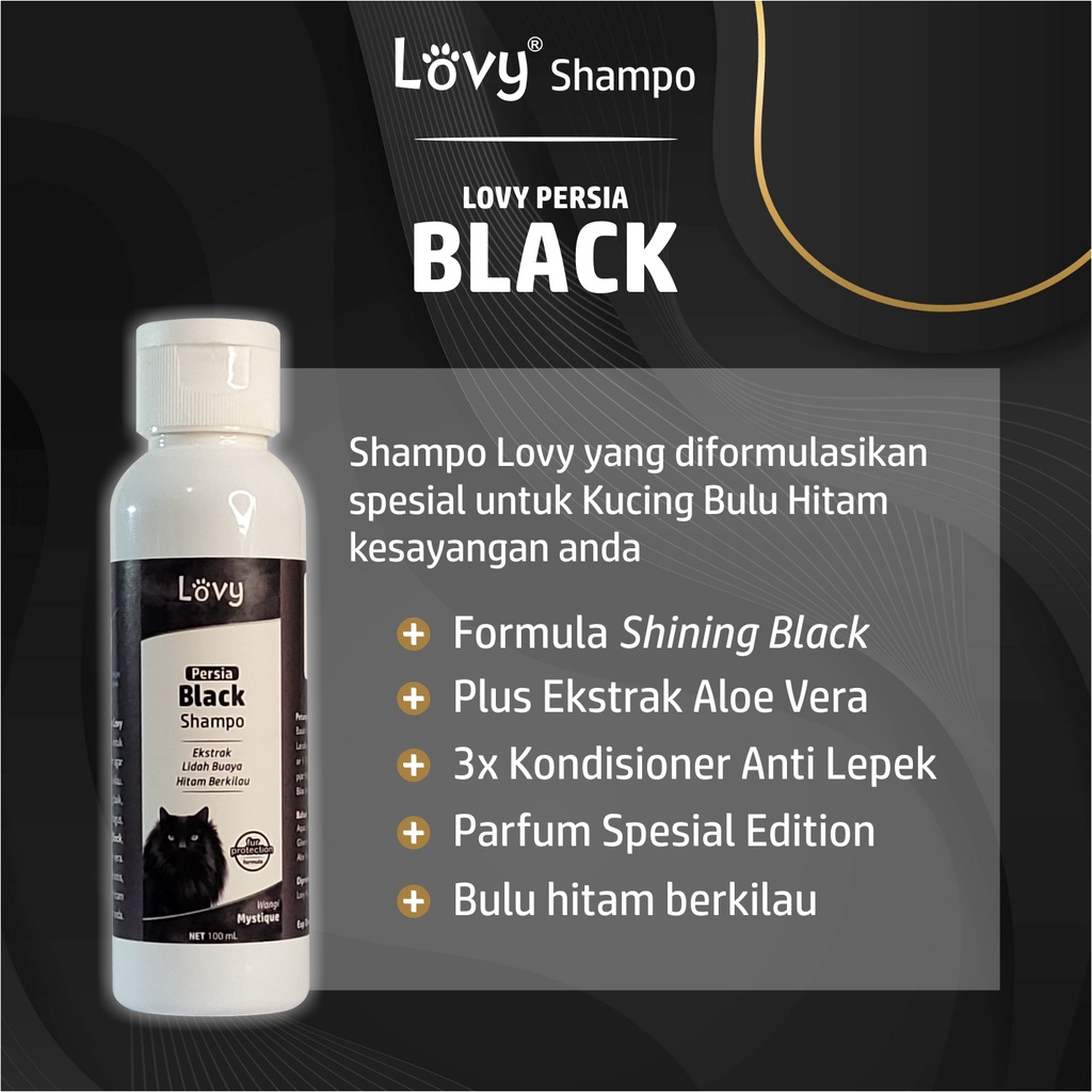 Shampo Kucing Bulu Hitam - LOVY Black Persia 100ml - Lebih Hitam Berkilau