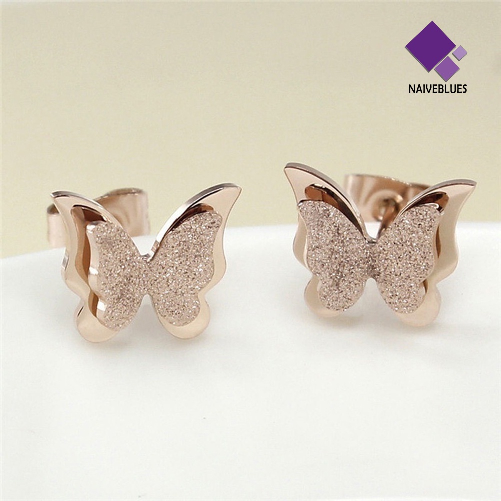 Anting Stud Bentuk Kupu-Kupu Untuk Wanita