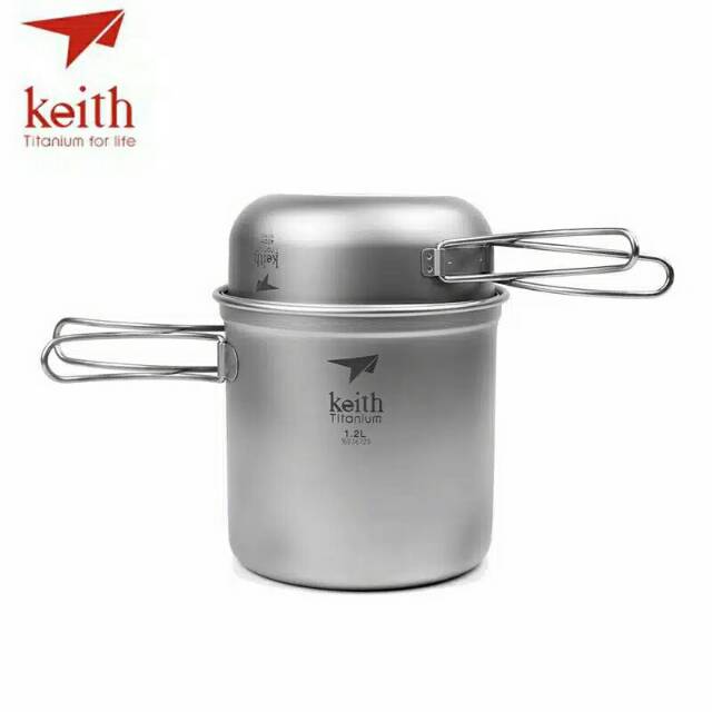 Keith titanium set bowl 400ml pot 1.2L Ti6051 mangkuk panci foldable handle ultralight camping