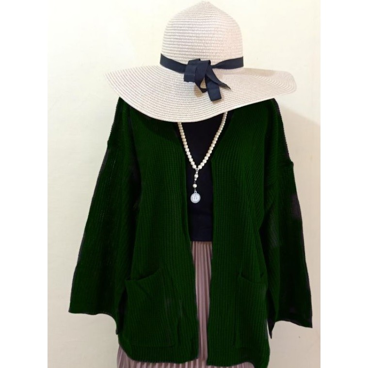 LOOCY CARDY Cardigan Rajut Oversized dan Normal Size - Kardigan Polos Wanita  Bahan Rajut-ARMY