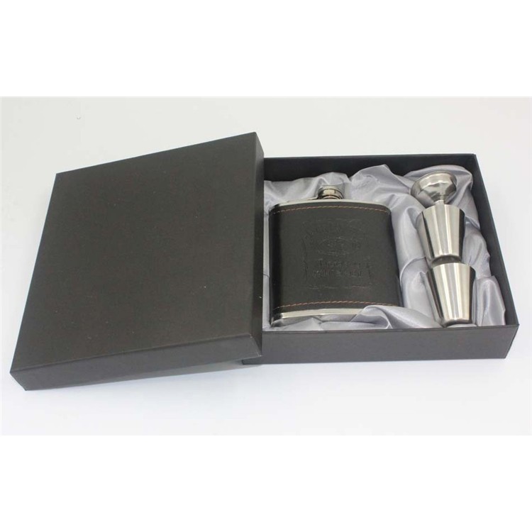 Botol Bir Hip Flask Stainless Steel Leather dengan Shot Glass 7Oz