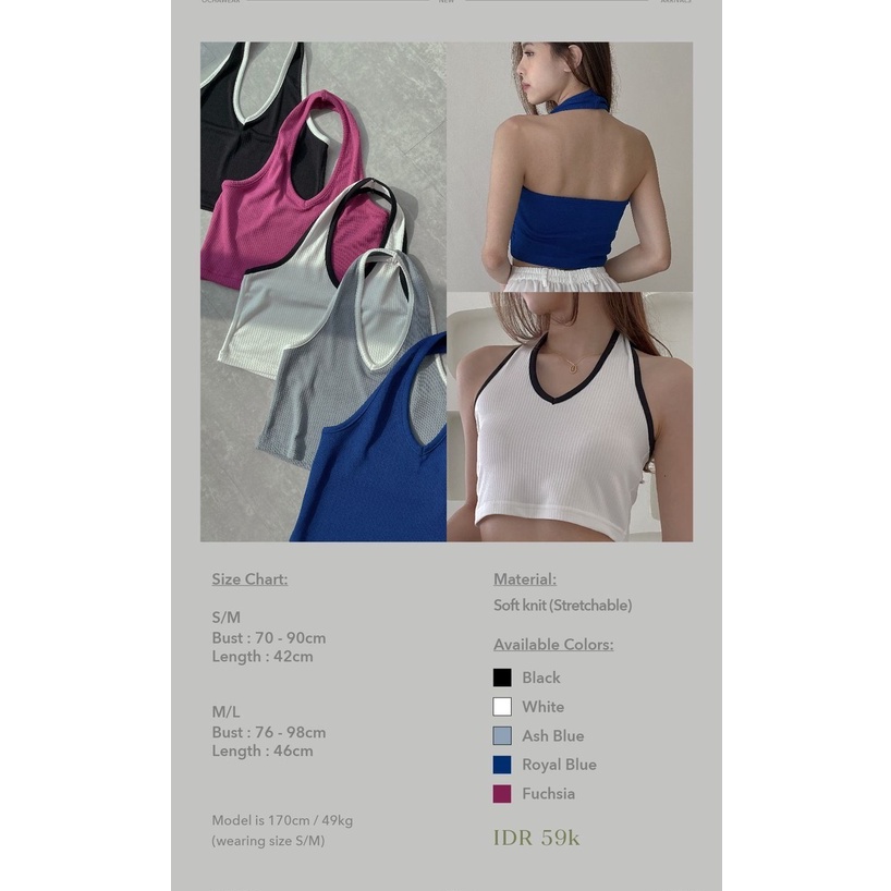 Gemma Halter Crop Top —— Ocha Wear | Two toned Knit Tanktop | Atasan Wanita Murah Berkualitas | Trendy Summer Camisole