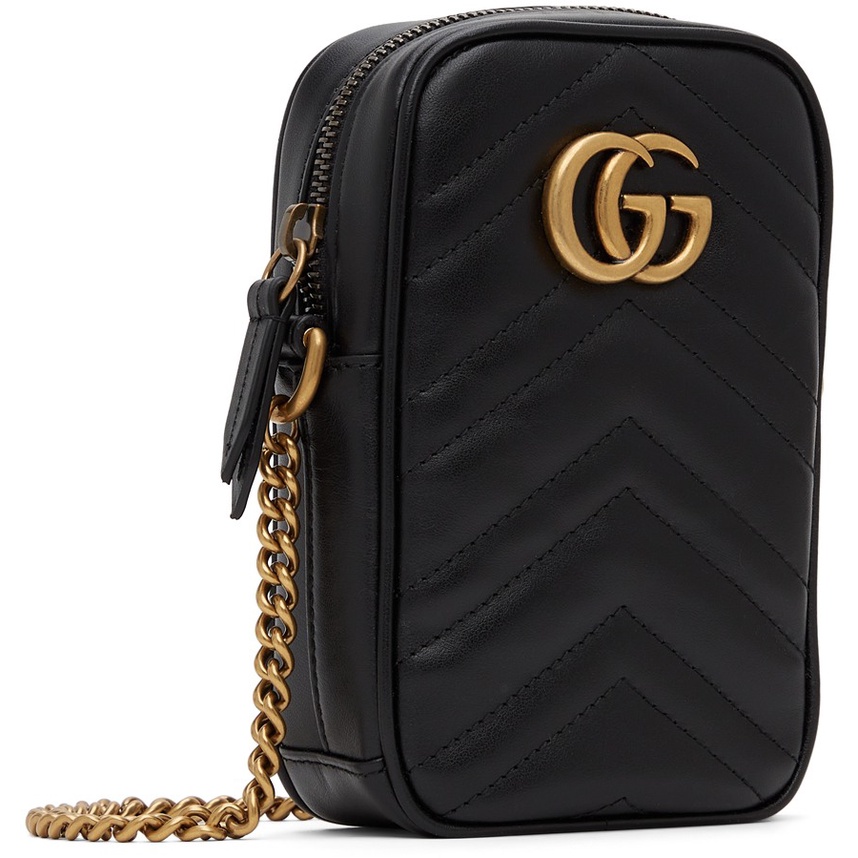 GG Marmont Mini Crossbody Bag Black GHW (17.5 x 10.5 x 5)