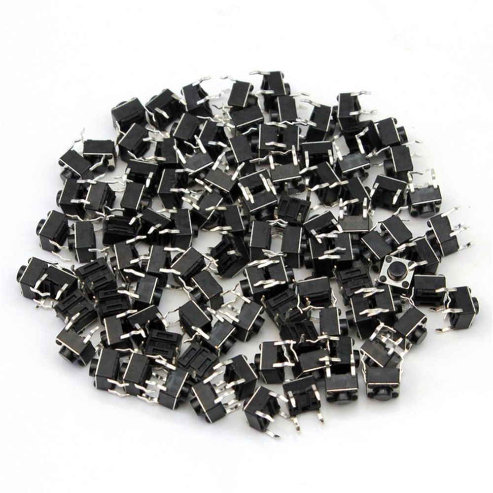 QUINTON 50Pcs/lot Micro Switch 4 PIN Self-reset Button Switches On-off Durable Plug-in Tactile 6*6*4.3MM Push Button/Multicolor