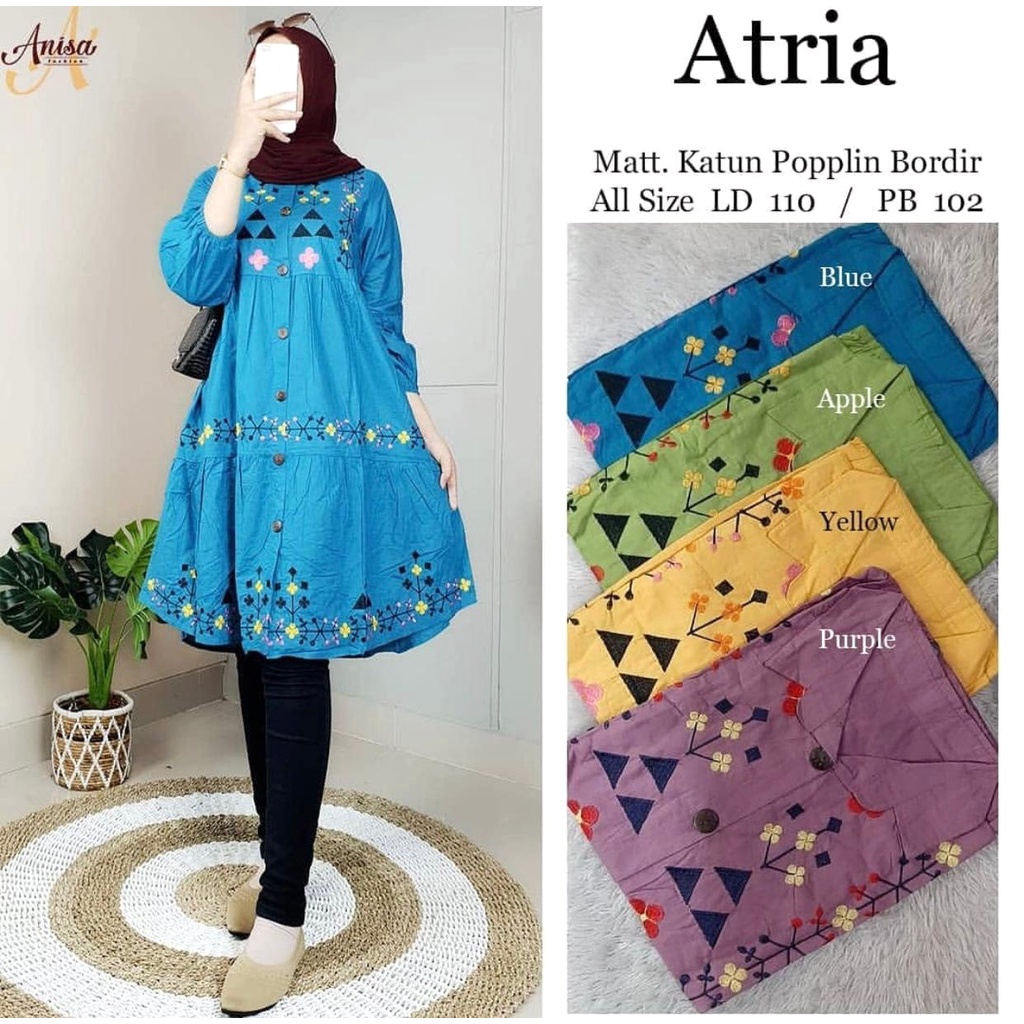 Tunik Jumbo Kekinian Grosir baju Solo Atria Bordir Asli by Anisa Hijab
