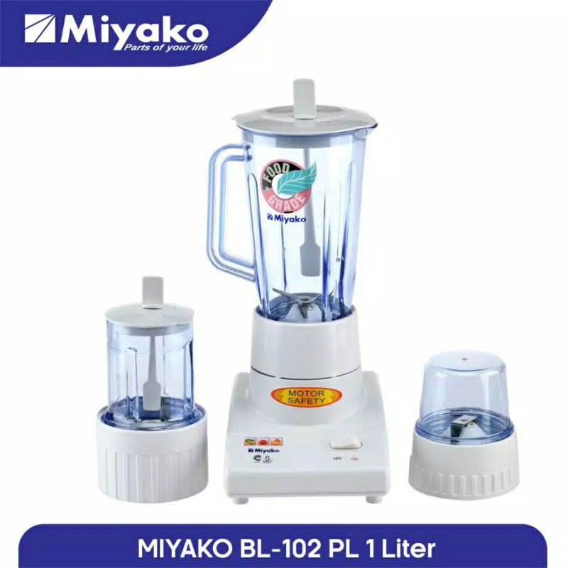 Miyako Blender Plastik 1 Liter 3 in1 BL 102 PL 102PL  Pelumat Penggiling Bumbu  Kering dan Basah