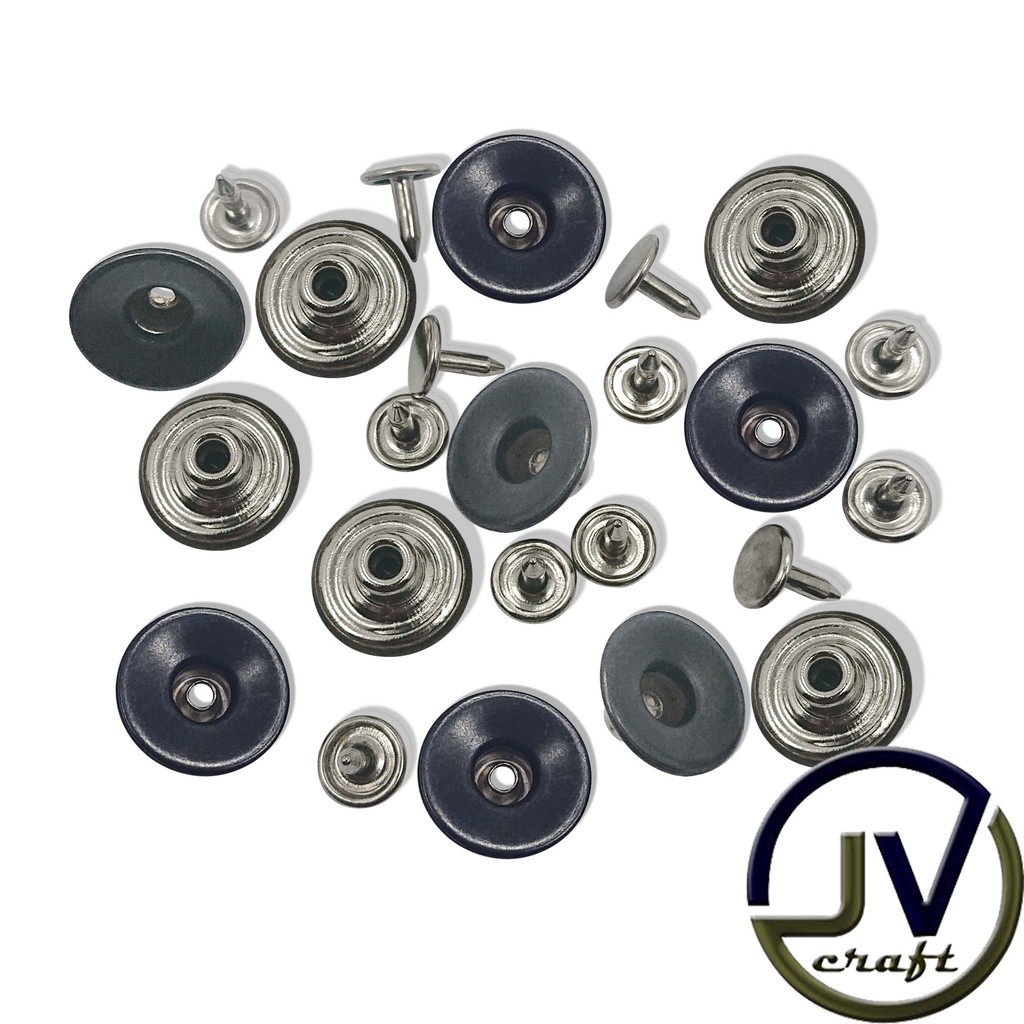 KANCING JEANS PATEN BOLONG CEKUNG 17 MM PER 12 PCS WARNA HITAM DOFF