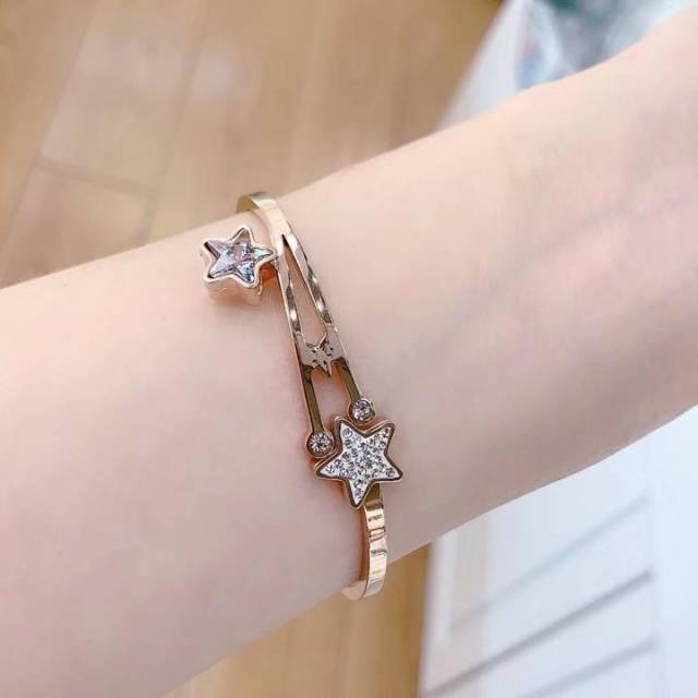 GELANG TITANIUM IMPORT MODEL STAR ANTI KARAT DAN ANTI LUNTUR