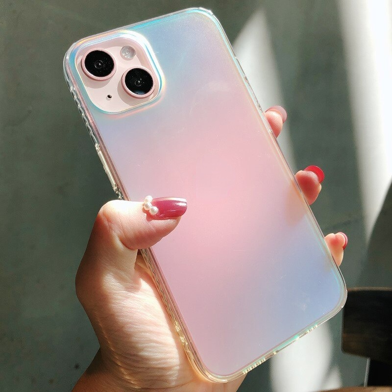 Soft Case TPU Transparan Gradasi Laser Cover iPhone 11 12 13 Pro Max XR X XS Max 7 8 Plus