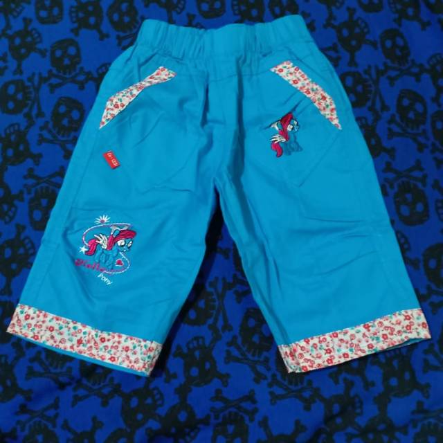 Celana pendek anak umur 2 tahun gambar kuda pony littlepony little pony warna biru