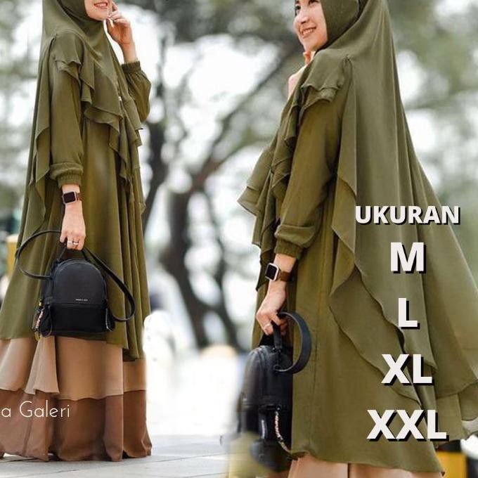 ✲ Baju Gamis Wanita Terbaru 2021 Havana Syari Mewah Ukuran Jumbo M L XL XXL Polos Lapis Ceruty Diamo