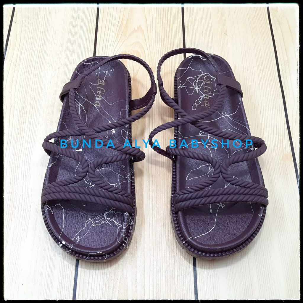 Sandal Wanita Gladiator Size 36 - 39 COKLAT - Sendal Perempuan Tali - Sandal Pantai Santai Empuk Alas Karet