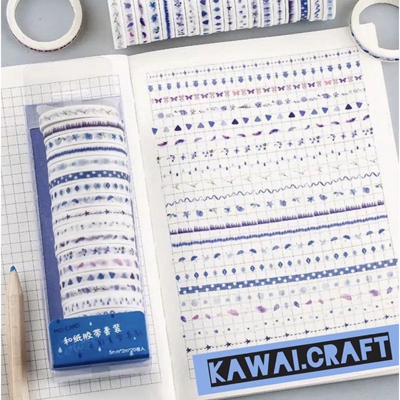 

Mini Washi Tape Blue isi 20 roll