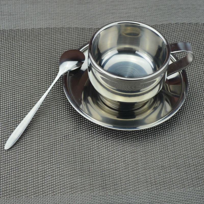 Set Gelas Sendok Piring OMHZ66SV Kopi Stainless Steel - Silver