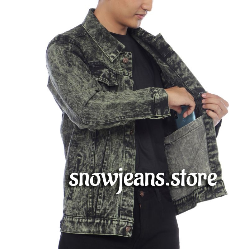 jaket jeans sanwash /jaket jeans murah / jaket jeans pria/jaket jeans / jaket jeans couple / jaket jeans snow black cod-Sanwash army