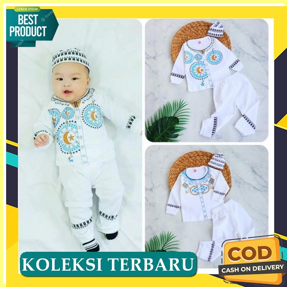 ❀ Setelan Anak Baju Koko Celana Panjang Peci Set Sarkoci Kemeja Kurta Polos Kain Katun Laki Cowok Ne