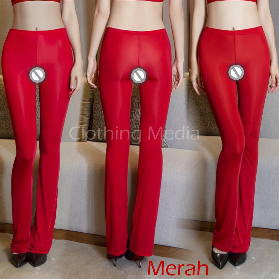 Celana Panjang Silky Semi Transparan Wanita Lembut Dingin Halus Yoga Legging