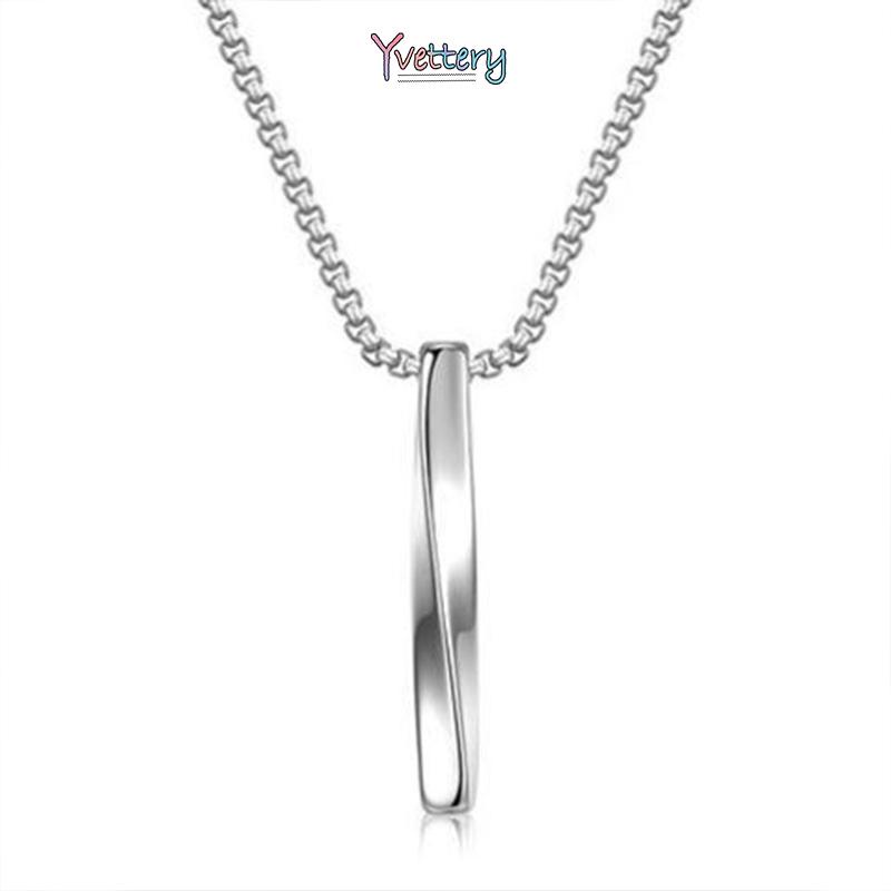 ❤️1 PCS Kalung Pria 65cm Titanium Asli Anti Karat Cowok Cewek Liontin Kotak Persegi Panjang Rantai Warna Silver Crom Gaya Korea Hip-hop Keren Necklace Pendant For Men Women Korean Aksesoris yy-1