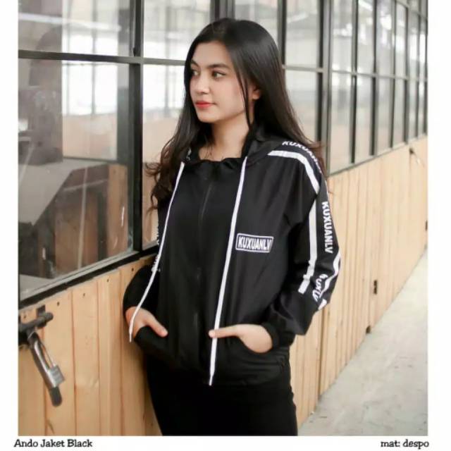 Ando jaket pakaian wanita atasan fashion remaja jaket