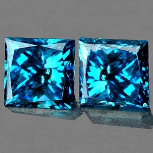 VVS Matching Pair 0.10Ct/2Pcs Square 1.9mm Sparkling Blue Diamond DD092