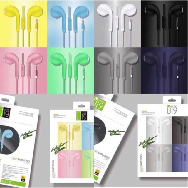 Headseat Murah Handsfree U19 Macaron Extra Bass Colorfull Earphone Jack 3.5 With Mic headset WARNA MACARON