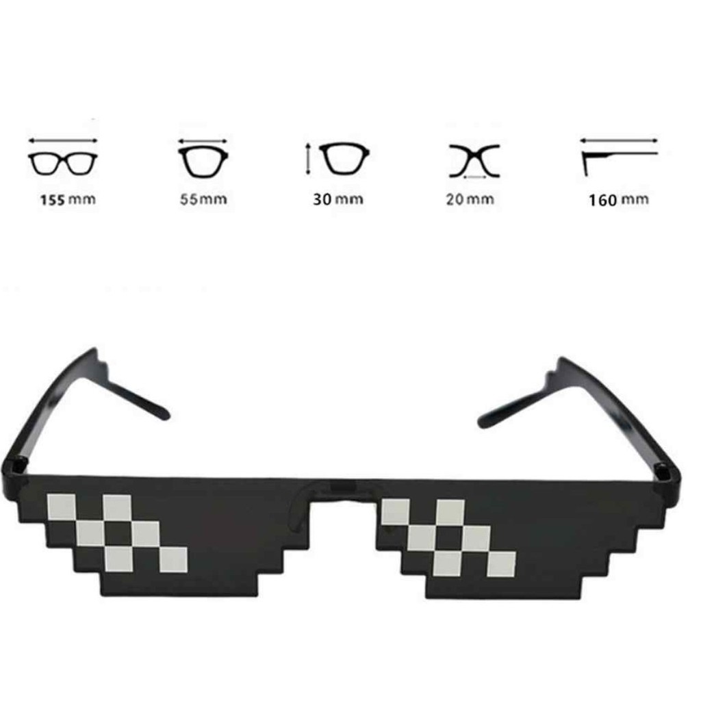 Kacamata Thug Life Double Mosaic Sunglasses Kaca Mata Hitam Wanita Pria Unisex Import Murah