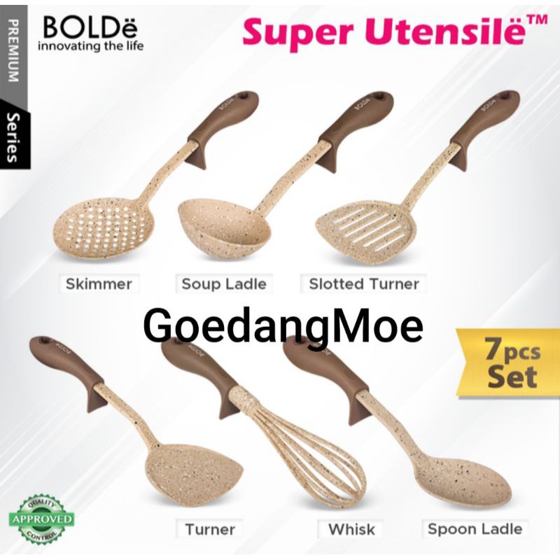 Spatulla Bolde Super Utensile Set 7pc Kitchen Tools Peralatan Masak Beige