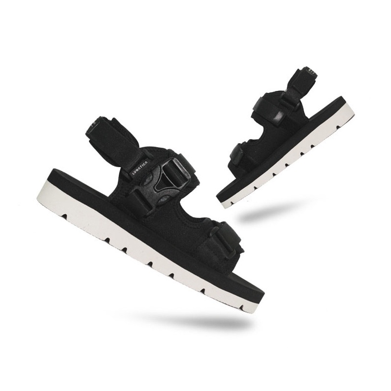 ALMOST BLACK WHITE ORIGINAL x LVNATICA Sandal Casual Hitam Pria Sendal Gunung Kasual Jalan Santai Harian Main Hangout Lebaran Traveling Fashion Distro Remaja Dewasa Outdoor Adventure Premium Travelling Footwear Tali 2 Strap Keren Terbaru Kekinian Branded