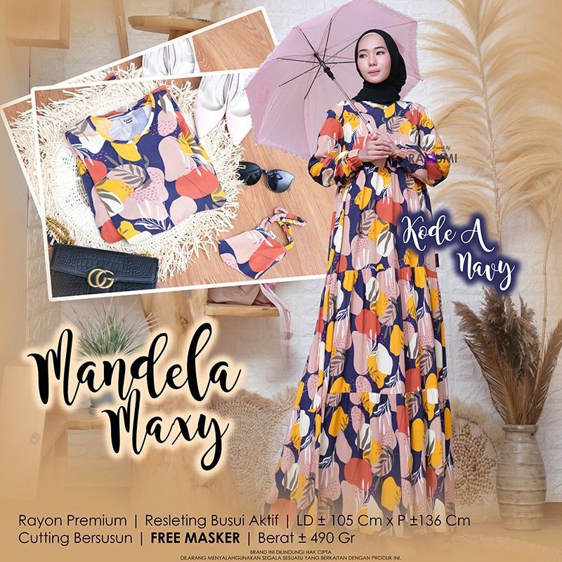 MANDELA MAXY ORIGINAL RAQUMI | GAMIS RAQUMI | GAMIS MOTIF | GAMIS SERAGAM